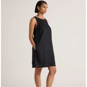 Quince | 100% European Linen Tank Mini Dress | Black